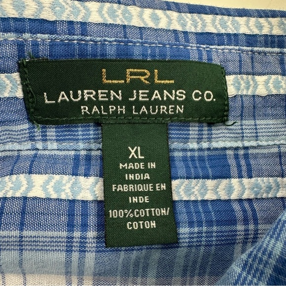 Lauren Ralph Lauren Men’s Button Down Dress Shirt Long Sleeve Plaid Size XL Blue - Picture 3 of 6